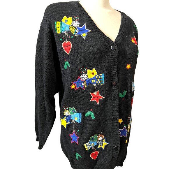 Vintage Cottagecore Embroidered Angel Cardigan Sz Medium Womens by The Quacker F - Picture 8 of 9